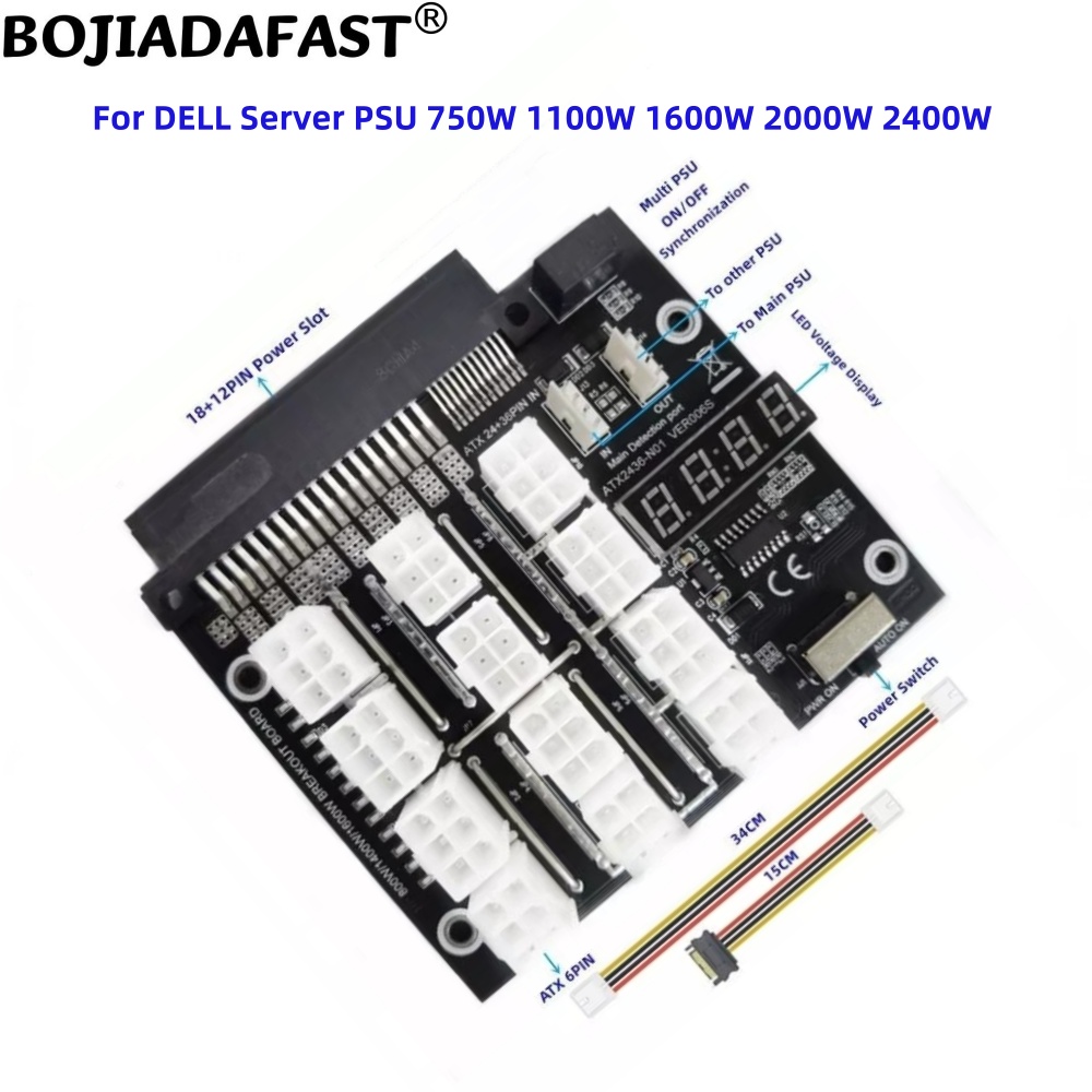 12 Ports PCI-E 6Pin Connector  - 2400W Server Psu Breakout Board review and price