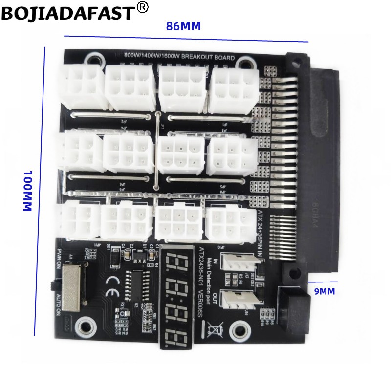 12 Ports PCI-E 6Pin Connector  - 2400W Server Psu Breakout Board review and price