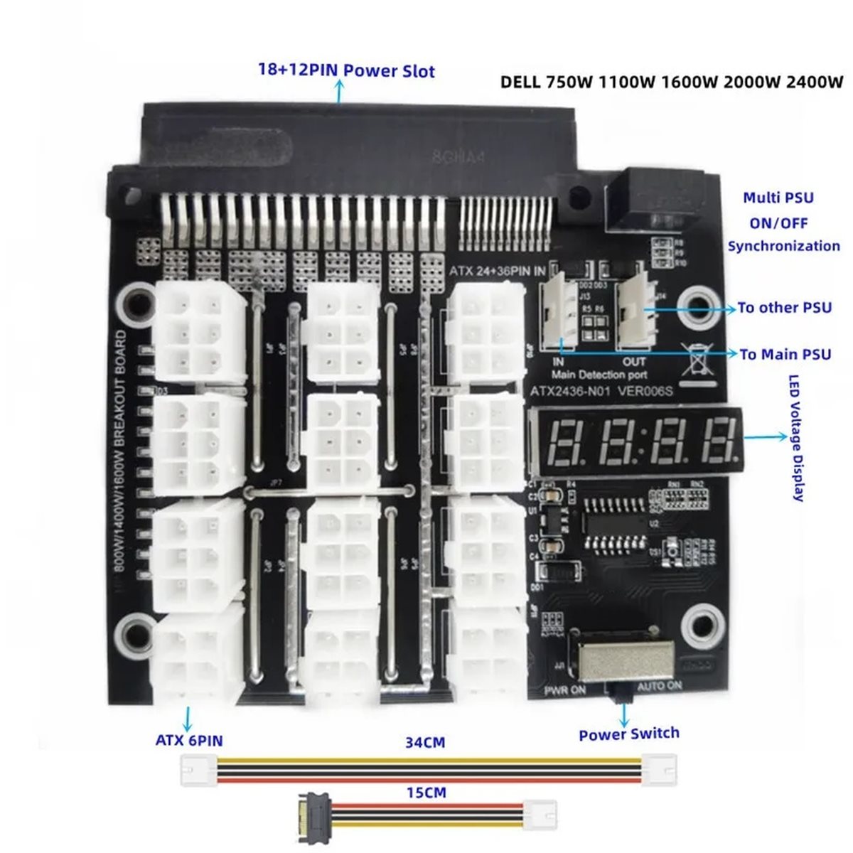 M05K 12 Ports PCIe 6Pin Connec - 2400W Server Psu Breakout Board review and price