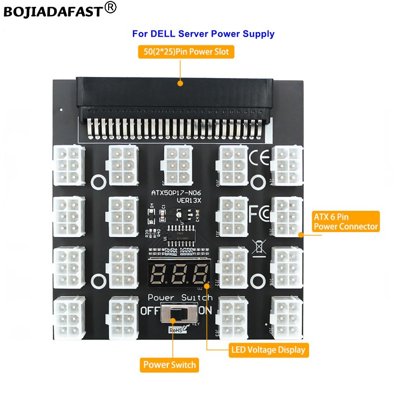 17 Ports PCIe 6Pin Connector S - 2400W Server Psu Breakout Board review and price