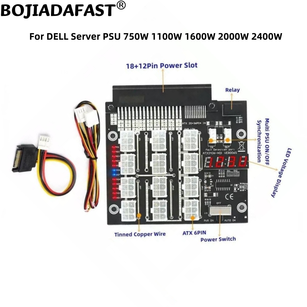 12 Ports PCIe 6Pin Connector B - 2400W Server Psu Breakout Board review and price