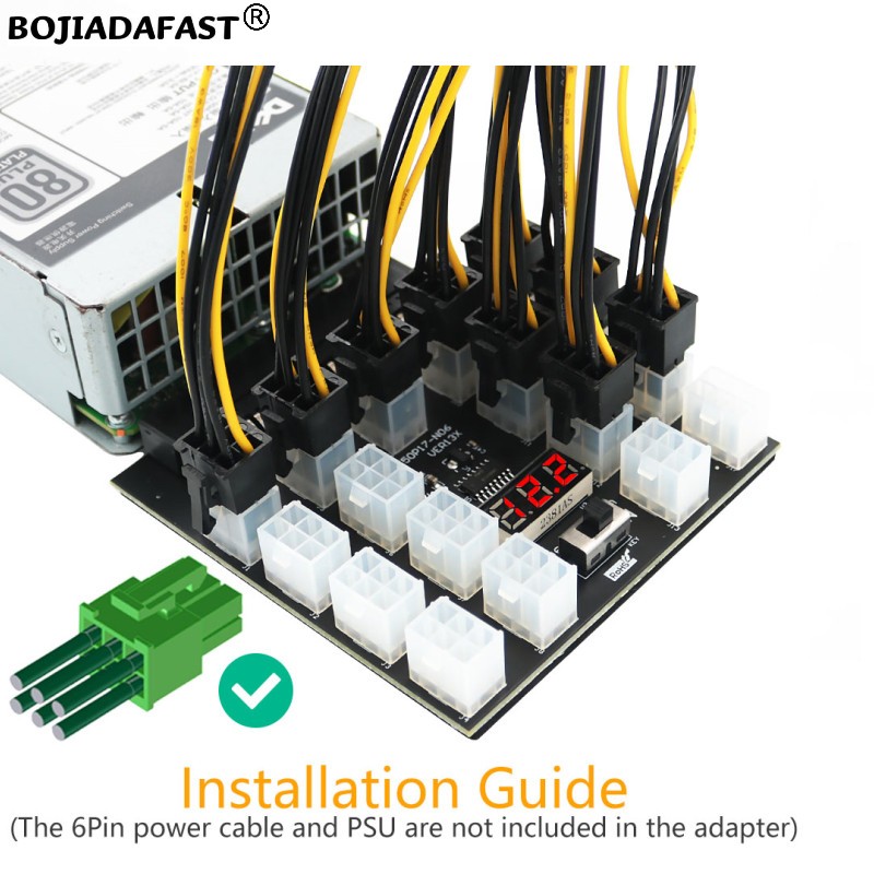 17 Ports PCI-E 6Pin Connector  - 2400W Server Psu Breakout Board review and price